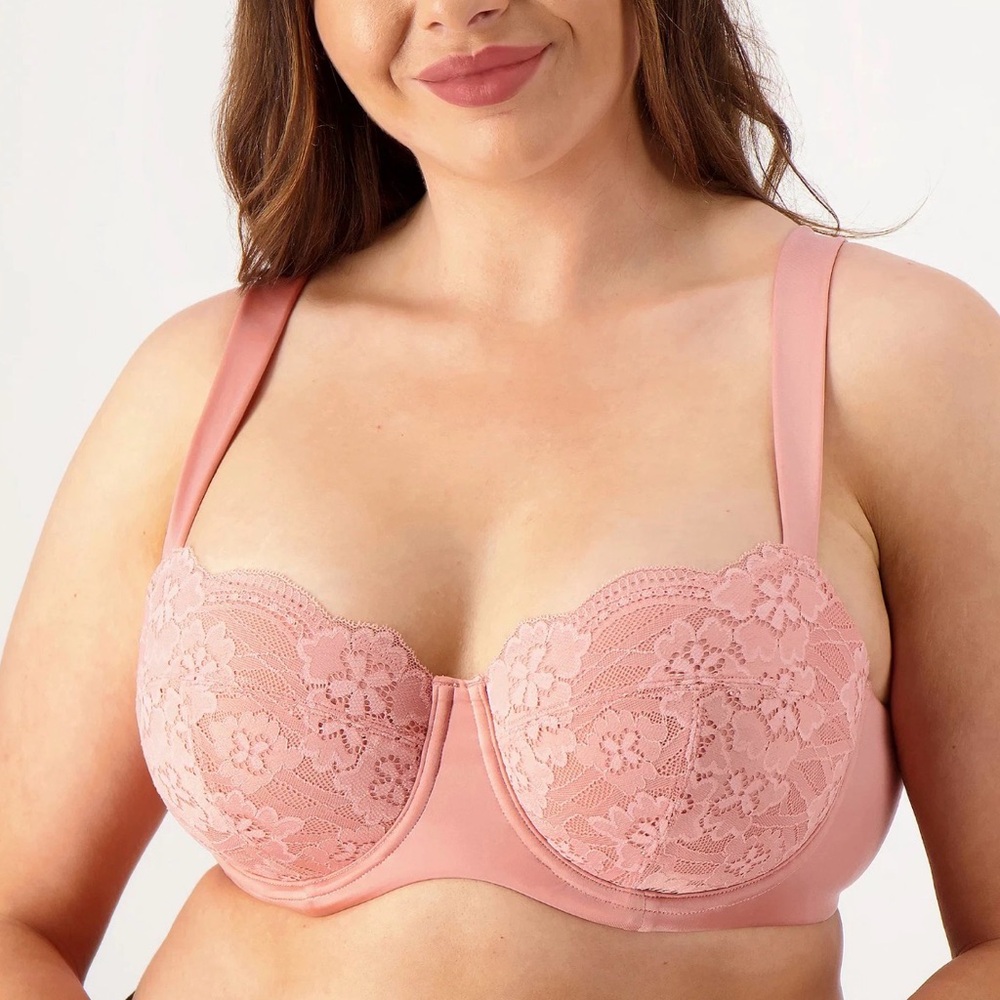 All Worthy Hunter McGrady Lace Cup Balconette Bra ROSETTE 38DD QVC A511020 NWOT